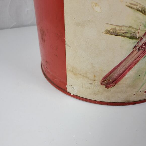 Vintage Keller-Charles Cardinal Bird Decorative Tin Bucket with Lid and Handle - Picture 11 of 16